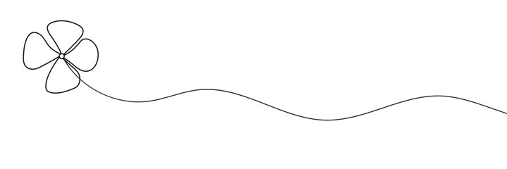 Three leaves clover in one continuous line drawing vector illustration. Pro vector, Continuous linear drawing of clover leaves. One line drawing background. Vector illustration. Linear&nbsp;drawing&nbsp;image. 
