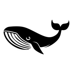 Silhouette Minimalist Whale Marine Animal Black and White Ocean Creature Illustration