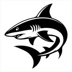 Tribal Style Shark Vector Illustration with Aggressive Expression