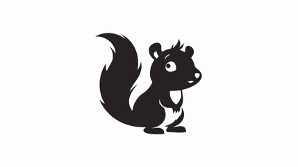Cute black and white silhouette of a squirrel