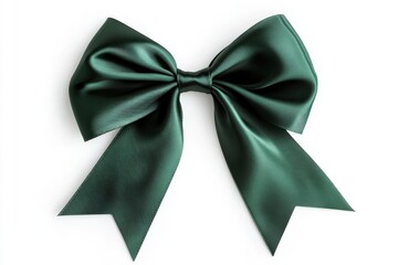 Naklejka premium Elegant green satin ribbon bow isolated on white background