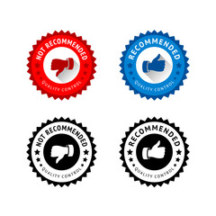 Badge like and dislike, thumbs up and thumbs down
