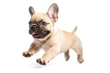Obraz premium Playful french bulldog puppy running isolated on white background