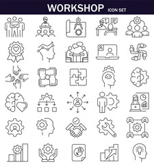Workshop icons set. Editable stroke. Vector illustration. EPS 10.
