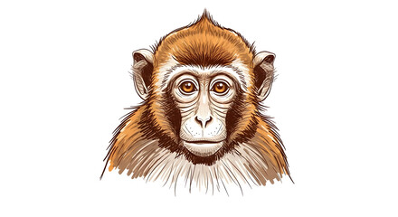 Monkey Portrait Digital Art on Transparent Background