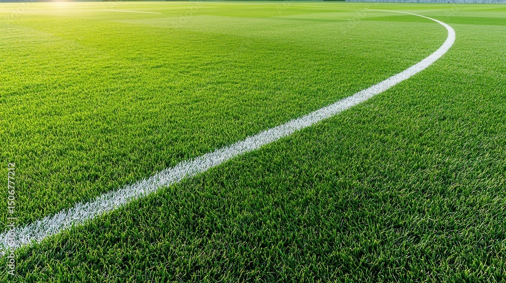 Poster this image showcases a vibrant close up view of a well maintained green playing field with distinct 