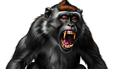 Angry Monkey Illustration with Open Mouth and Sharp Teeth