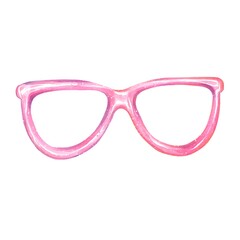 Pink frame glasses hand painted in watercolor style isolated on white stylish accessory for reading fashion lifestyle and school design modern elegant clipart for planner stationery or kids decor