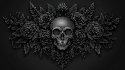 Gothic Skull and Roses: A Dark Floral Arrangement