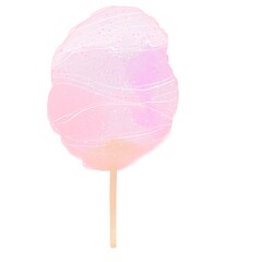 Pink cotton candy on stick hand painted in watercolor style isolated on white sweet fluffy dessert for carnival fair birthday party baby shower or festive celebration design soft pastel clipart