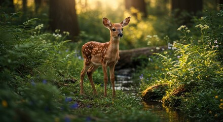 Deer in Forest Sunlight
