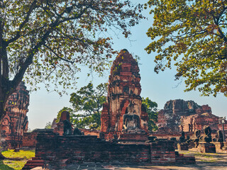 Thailand Ayutthaya - 01.06.2025: Landscape Ayutthaya Historical Park in Ayutthaya. The famous temple. Ruins of the old city. 