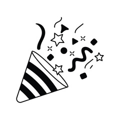 confetti glyph outline icon with white background vector stock illustration