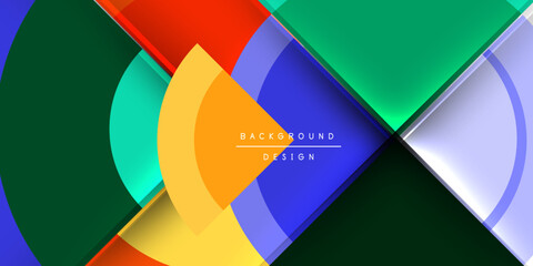 Abstract colorful layers overlap, creating dynamic visual effect. Modern design suitable for backgrounds, presentations. Bright gradients present.