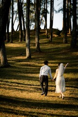 Fototapeta premium bride and groom walking