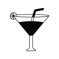 cocktail glass glyph outline icon with white background vector stock illustration
