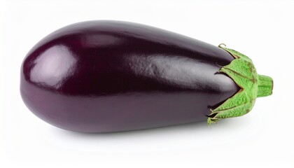 Whole eggplant on white background with full depth of field for vegan food or Mediterranean cuisine concept