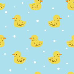 Simple seamless pattern with yellow ducklings. Vector graphics