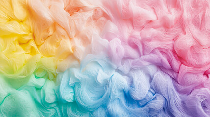 Fototapeta premium Soft pastel rainbow smoke or cloud background featuring a colorful abstract texture with a vibrant gradient to create a dreamy effect