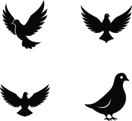 Obraz premium Variety of the Silhouette of Flying Birds in Black 