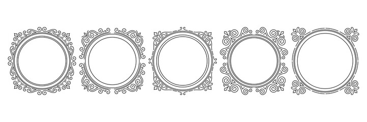 Set of line curl frames. Modern decorative linear backgrounds.
