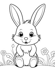 Fototapeta premium A cute rabbit, coloring page.