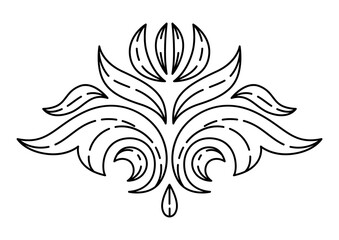 Floral element in baroque style. Decorative curling plant.