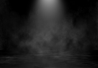 Mysterious Dark Foggy Background with Spotlight