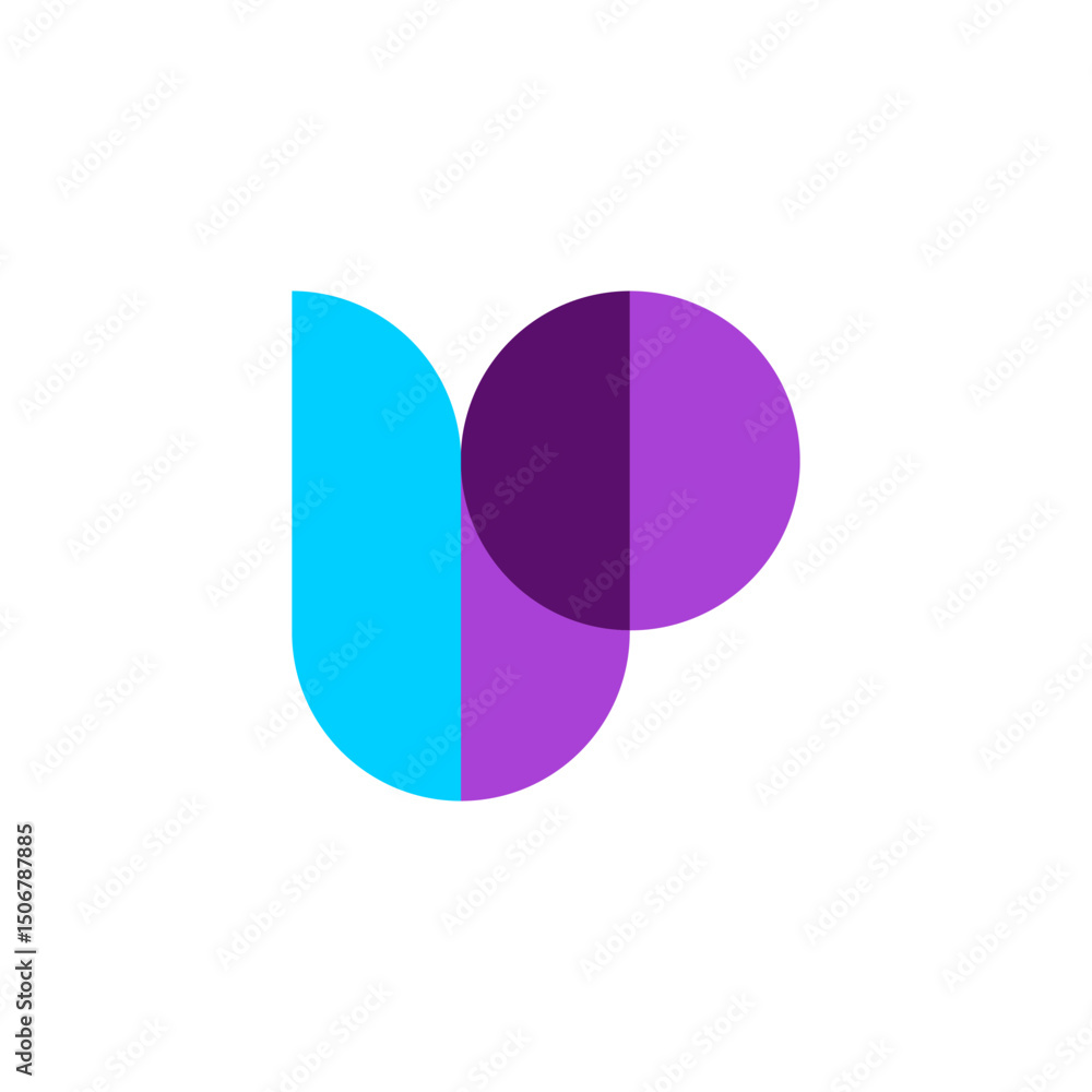 Aufkleber a modern logo features stylized, overlapping shapes in varying shades of blue, forming an abstract d