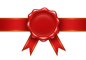 red wax seal and ribbon isolated 