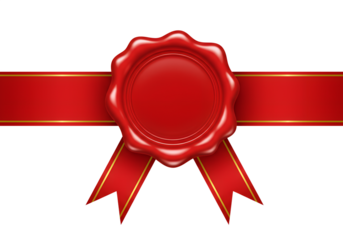 red wax seal and ribbon isolated 