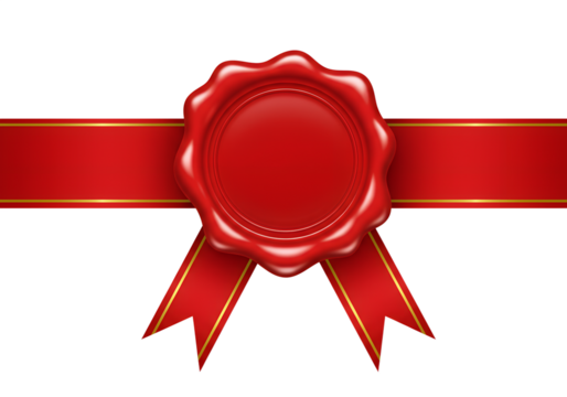 red wax seal and ribbon isolated 