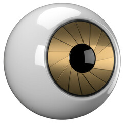 Abstract metallic eye with radial design, transparent background png
