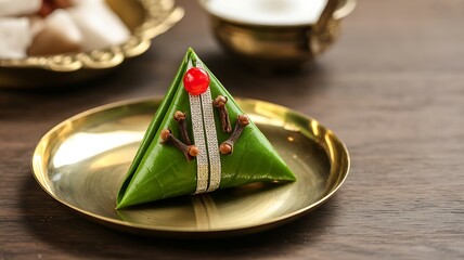 Close-Up of Artistically Folded Meetha Paan
