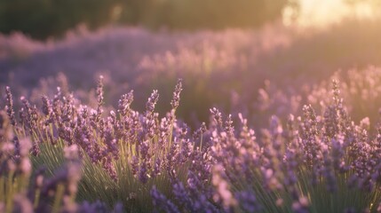 Naklejka premium Lavender field at sunset (1)