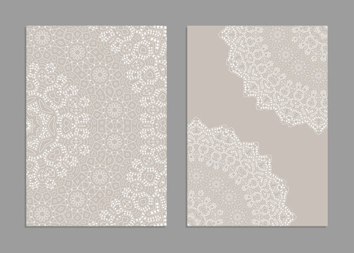 Templates for greeting and business cards, brochures, covers with floral motifs. Oriental lace pattern. Mandala. Wedding invitation, save the date,RSVP. Arabic, Islamic, asian, indian, african motifs