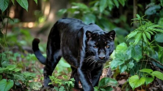 Wild black and white tiger in the forest, a beautiful feline mammal with captivating eyes looking into nature