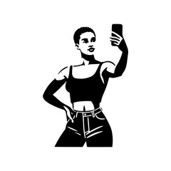 Black and White Illustration of a Woman Portraying Body Positivity