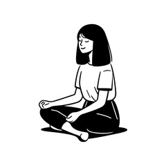 Black and White Illustration of a Woman Portraying Body Positivity