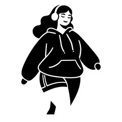 Black and White Illustration of a Woman Portraying Body Positivity