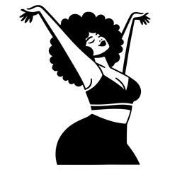 Black and White Illustration of a Woman Portraying Body Positivity