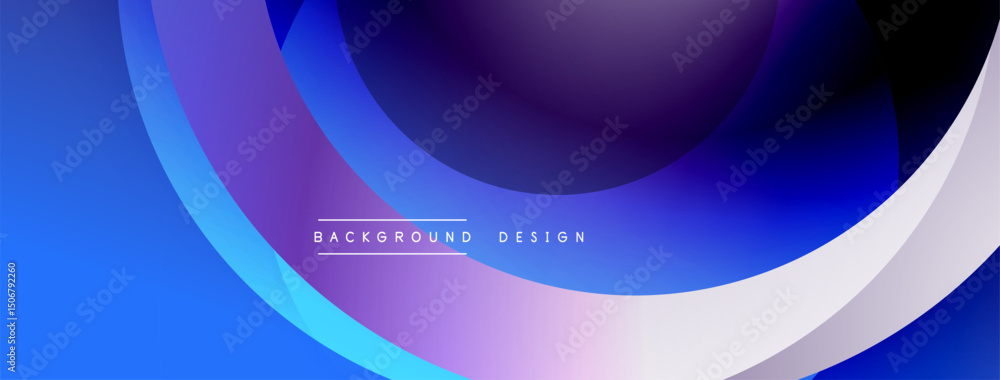 Poster Abstract blue purple gradient background. Smooth curves create dynamic visual flow. Modern design element for presentations, banners.