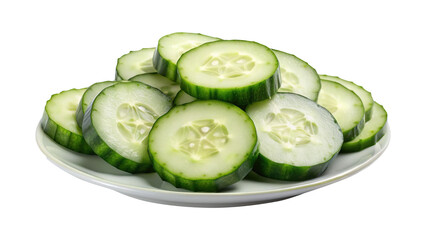 Pile of Freshly Sliced Cucumbers on a Plate Ready to Eat