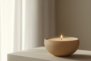 Closeup of cozy candle, romantic vibes