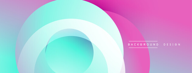 Abstract gradients form layered circles. Pink, purple, turquoise hues blend smoothly. Modern design element for backgrounds, presentations.