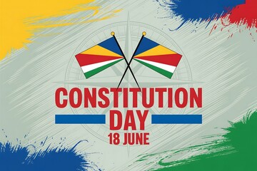 Celebration of constitution day with crossed flags and colorful paint splashes design