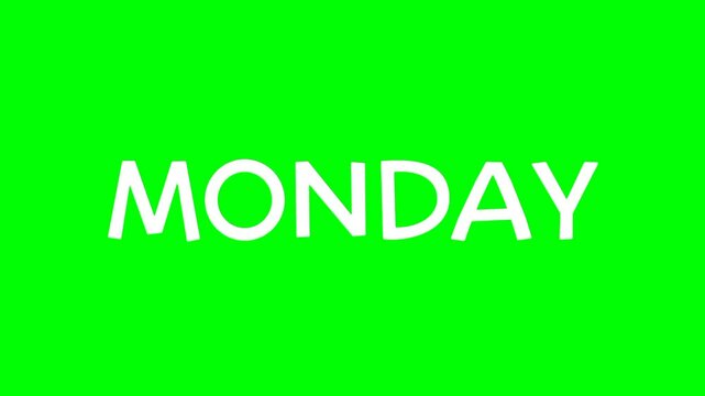 Monday text green screen animated video