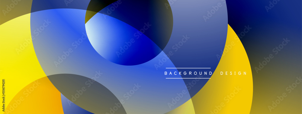 Aufkleber abstract geometric shapes overlap. blue, yellow, gray gradients create dynamic visual effect. modern