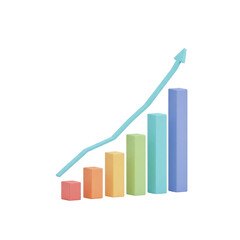 Upward Trending Arrow on Colorful Pastel Bar Graph