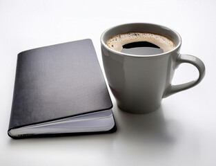 tasse de café et cahier